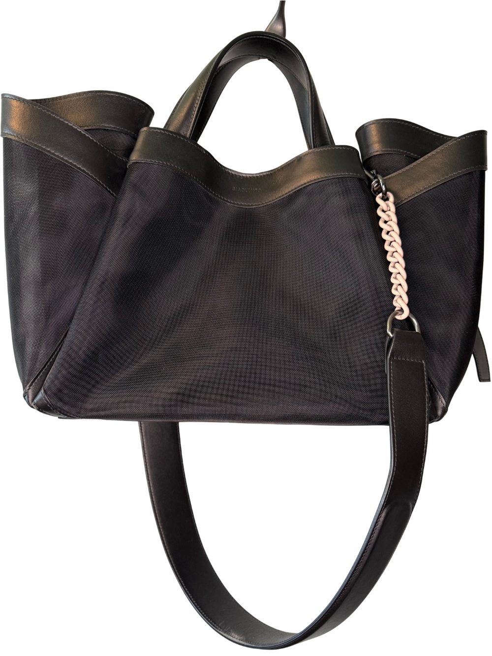 Giaquinto Holly Big Tote – Black Industrial Mesh & Italian Leather